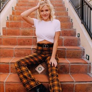 Flare Plaid Pants